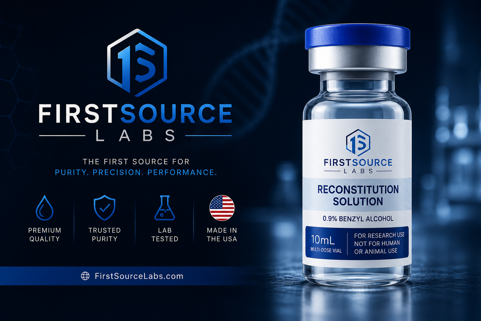 FirstSource Labs wide hero with product vial